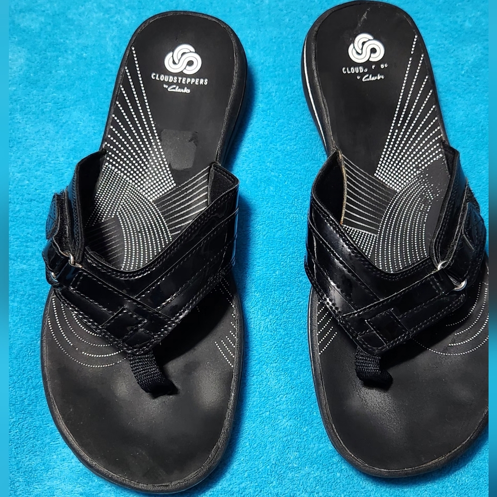 Cloudsteppers by Clarks. Black Sandals. Size 10